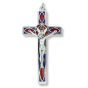 Stained Glass Holy Spirit Cathedral-Style Crucifix – 5-1/8", Multicolor Enamel  (Minimum quantity purchase is 1)