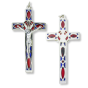 Stained Glass Holy Spirit Cathedral-Style Crucifix – 5-1/8", Multicolor Enamel  (Minimum quantity purchase is 1)