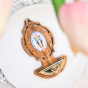Miraculous Medal Holy Water Font (Color Image) – 3.75" Olivewood, Made in Italy  * (Minimum quantity purchase is 1)