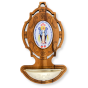 Miraculous Medal Holy Water Font (Color Image) – 3.75" Olivewood, Made in Italy  * (Minimum quantity purchase is 1)