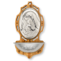 Madonna and Child Holy Water Font - 5 1/8" Olivewood & Sterling Silver, Made in Italy  * (Minimum quantity purchase is 1)