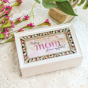 "First My Mom, Forever My Friend" White Rosary and Jewelry Music Box with Rhinestone Border - 6 x 4" * (Minimum quantity purchase is 1) 