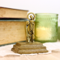 Holy Family Table Top Icon, Antique Gold on Wood Base - 2.75"      (Minimum Purchase is 1)   