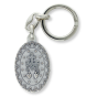Miraculous Medal Mary Key Chain (English) - 3.75", Silver Ox & Blue Enamel   (Minimum quantity purchase is 1)