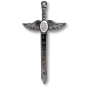 St Michael Winged Sword Rosary Cross – 4 1/2" Gunmetal & Silver Oxidized, Made in Italy