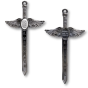St Michael Winged Sword Rosary Cross – 4 1/2" Gunmetal & Silver Oxidized, Made in Italy