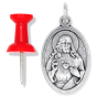 Sacred Heart of Jesus Medal 1” Oval Silver Oxidized – Immaculate Heart of Mary on Back – Made in Italy *  (Minimum quantity purchase is 3)