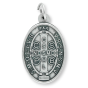 St Benedict Medal – 1" Oval Silver Oxidized, Made in Italy  * (Minimum quantity purchase is 3)