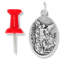 St Michael & Guardian Angel Medal (Catholic Protection) – 1" Oval Silver Oxidized, Made in Italy  * (Minimum quantity purchase is 3)