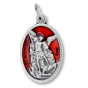 St Michael Medal (Guardian Angel) with Red Enamel - 1" Silver Oxidized, Made in Italy *  (Minimum quantity purchase is 2)