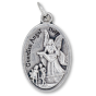 St Michael Medal (Guardian Angel) with Red Enamel - 1" Silver Oxidized, Made in Italy *  (Minimum quantity purchase is 2)