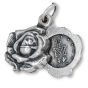Miraculous Medal Locket Rose Pendant - 3/4" Silver Oxidized, Made in Italy  * (Minimum quantity purchase is 1)