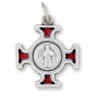 St Benedict Cross - 1" Red Enamel Silver Oxidized, Made in Italy *    (Minimum quantity purchase is 1)