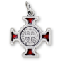 St Benedict Cross - 1" Red Enamel Silver Oxidized, Made in Italy *    (Minimum quantity purchase is 1)