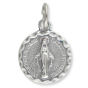 Miraculous Medal Scalloped Border - 5/8" Round Silver Oxidized, Made in Italy * (Minimum quantity purchase is 2)