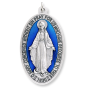 Large Blue Enamel Miraculous Medal (English) - 3 1/2" Silver Oxidized, Made in Italy *  (Minimum quantity to purchase is 1)