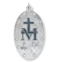 Large Blue Enamel Miraculous Medal (English) - 3 1/2" Silver Oxidized, Made in Italy *  (Minimum quantity to purchase is 1)