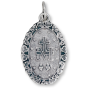  Miraculous Medal with Rose Border (Latin) - 1" Silver Oxidized, Made in Italy * (Minimum quantity purchase is 2)