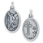 St Michael Medal with Cross - 1" Silver Oxidized, Made in Italy *   (Minimum quantity purchase is 3)