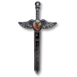 St Michael Winged Sword Rosary Cross – 3" Gunmetal with Color Image, Made in Italy