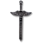St Michael Winged Sword Rosary Cross – 3" Gunmetal with Color Image, Made in Italy