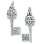 Miraculous Medal Key Shaped Medal - 1-1/8", Silver Ox   (Minimum quantity purchase is 2)