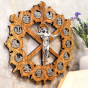 Stations of the Cross Crown of Thorns & Three Nails Wall Plaque (Olivewood) – 11", Made in Italy  (Minimum quantity purchase is 1)