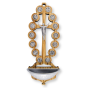 Stations of the Cross Holy Water Font (Oval Open Design) – 7" Olivewood, Made in Italy (Minimum quantity to purchase is 1)  