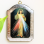  Divine Mercy Jesus Icon with Silver Foil on Wood - 5 1/2"   (Minimum quantity purchase is 1)  