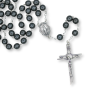 Miraculous Medal Rosary with Hematite 8mm Beads – Silver Tone, 21.5" (Minimum quantity purchase is 1)