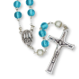 Rosary with 6mm Blue Quartz Glass Beads and Our Lady of Fatima Relic Center - 19.5"   ( Minimum quantity purchase is 1)