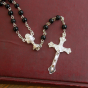   Black Wood 5mm Bead Rosary with Eucharist Center - 17"    (Minimum quantity purchase is 1)