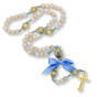 Our Lady of Lourdes Rosary with Blue and White Wooden Beads - 16 1/2"  (Minimum quantity purchase is 1)