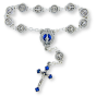 Miraculous Medal Decade Rosary Chaplet (9mm Marian Beads & Blue Enamel Accents) – Silver Oxidized, Made in Italy * (Minimum quantity purchase is 1)