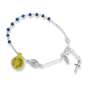 Blue Swarovski Crystal Bead Sterling Silver Rosary Bracelet with Miraculous Medal - 8.25" * (Minimum quantity purchase is 1) 