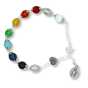   "Do Not Be Afraid" Linked Bracelet with Semi Precious Stones and Miraculous Medal Charms - Closeout Sale * (Minimum quantity purchase is 1)