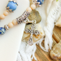 Triple Wrap Stretch Bracelet with 6mm Emperor Jasper Blue Stone Beads and Crucifix Charm *  (Minimum quantity purchase is 1)