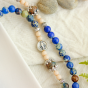 Triple Wrap Stretch Bracelet with 6mm Emperor Jasper Blue Stone Beads and Crucifix Charm *  (Minimum quantity purchase is 1)