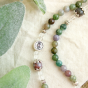  Triple Wrap Stretch Bracelet with 6mm Indian Agate Natural Stone Beads and Crucifix Charm   (Minimum quantity purchase is 1)