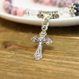 Triple Wrap Stretch Bracelet with 6mm Pink Jasper Beads and Miraculous Medal and Crucifix Charm  (Minimum quantity purchase is 1)