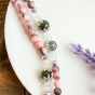 Triple Wrap Stretch Bracelet with 6mm Pink Jasper Beads and Miraculous Medal and Crucifix Charm  (Minimum quantity purchase is 1)