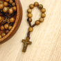 Pocket Decade Rosary with Brown Wood Beads   (Minimum Qty Purchase is 1)