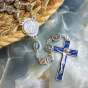 Miraculous Medal Metal Rosary (9mm Marian Beads & Blue Enamel Accents) – Made in Italy * (Minimum quantity purchase is 1)