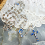 Miraculous Medal Metal Rosary (9mm Marian Beads & Blue Enamel Accents) – Made in Italy * (Minimum quantity purchase is 1)