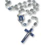 Miraculous Medal Metal Rosary (9mm Marian Beads & Blue Enamel Accents) – Made in Italy * (Minimum quantity purchase is 1)