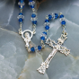 Sterling Silver Rosary with Blue Swarovski Crystal Beads - 22" * (Minimum quantity purchase of 1) 