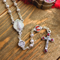 Divine Mercy Metal Rosary (4mm Rosebud Beads & Red Enamel Accents) with Keepsake Case – Made in Italy  * (Minimum quantity purchase is 1)  