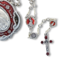 Divine Mercy Metal Rosary (4mm Rosebud Beads & Red Enamel Accents) with Keepsake Case – Made in Italy  * (Minimum quantity purchase is 1)  