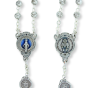 Miraculous Medal Metal Rosary (4mm Rosebud Beads & Blue Enamel Accents) with Keepsake Case – Made in Italy  (Minimum quantity purchase is 1)