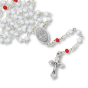 Confirmation Rosary (White & Red 4mm Beads) with Metal Keepsake Case – Made in Italy  (Minimum quantity purchase is 1)